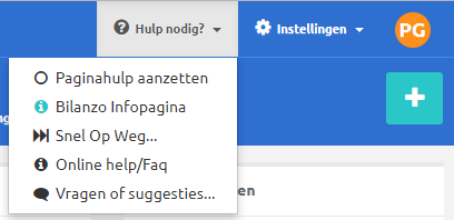 Het Bilansoft Help menu: hulp bij online factureren